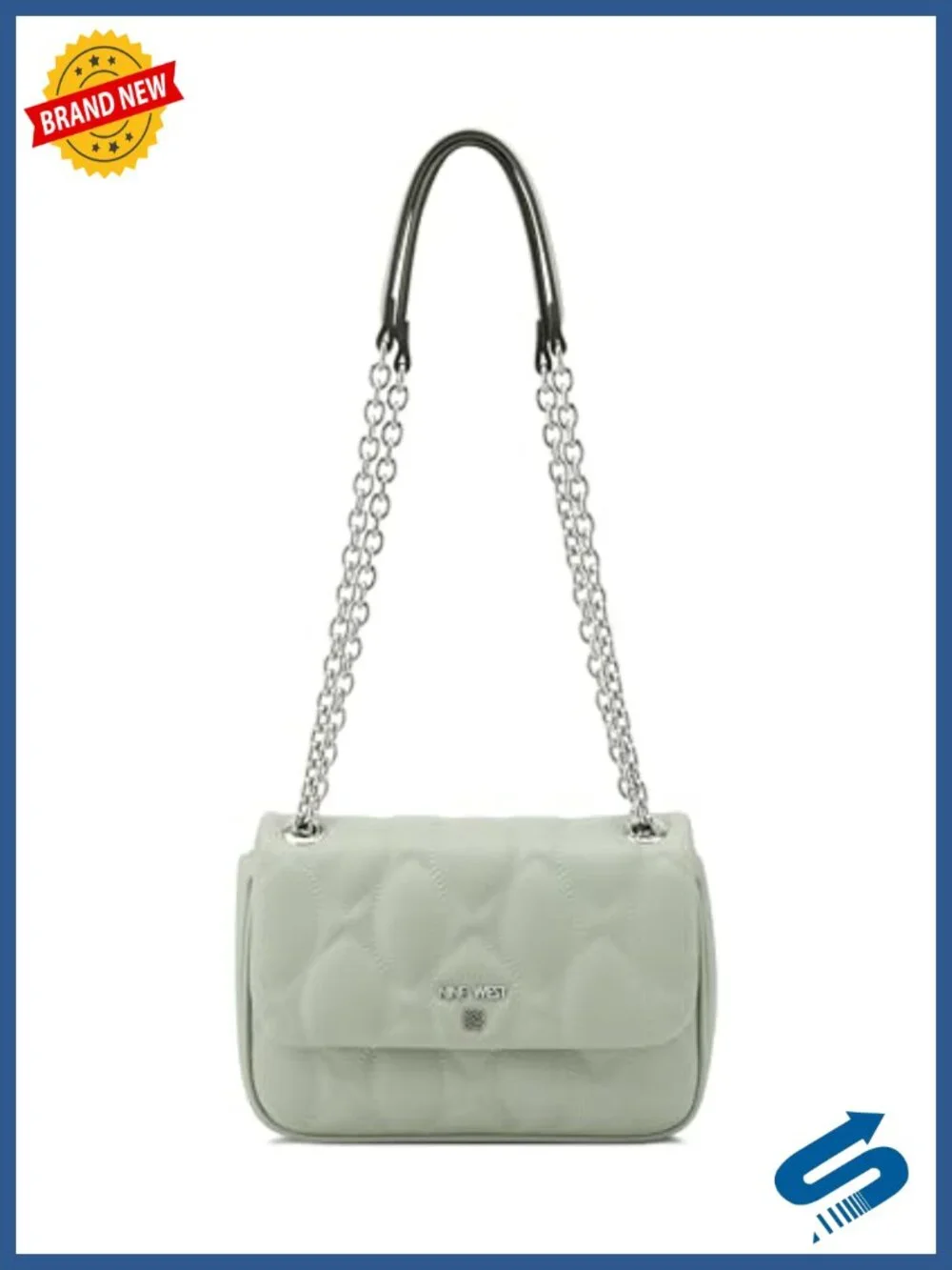 Nine West Rue Chain Convertible Flap Crossbody Bag Faux Leather